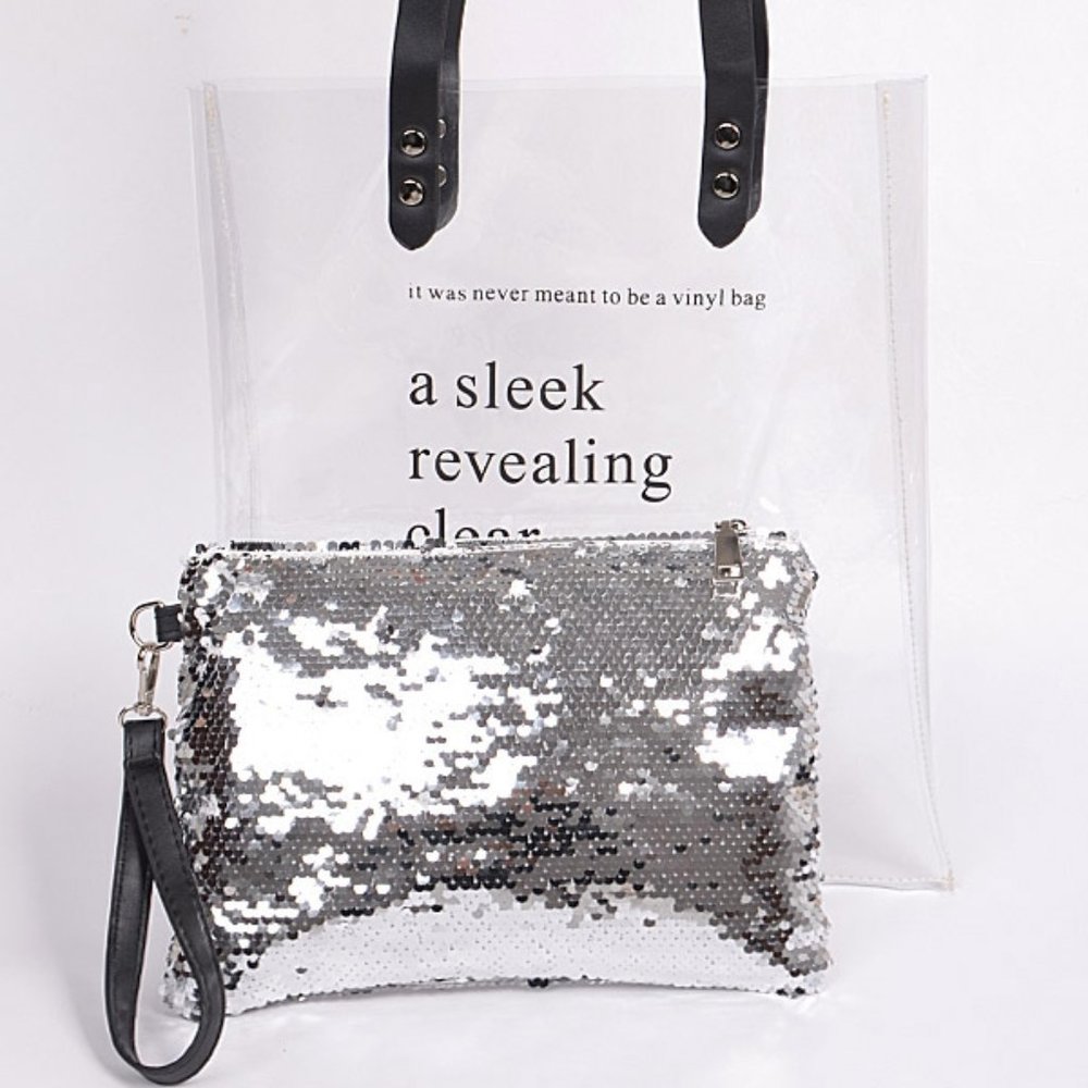 Clear PVC Bag with Sequin Pouch